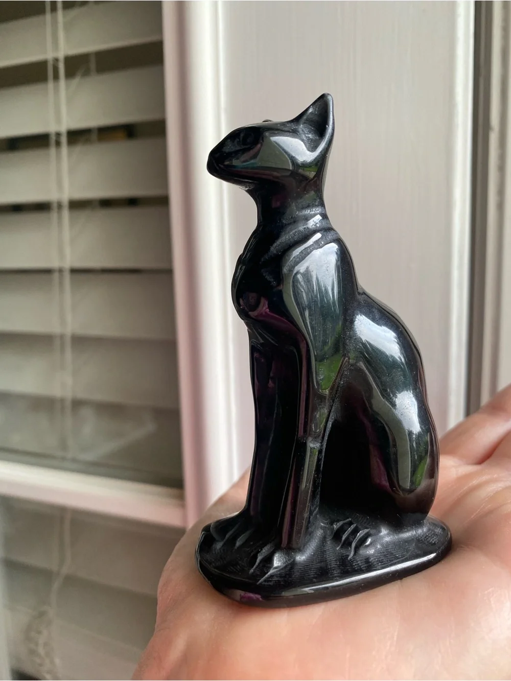4 Inch Black Tourmaline Sphynx Cat Figurine 🖤🐱